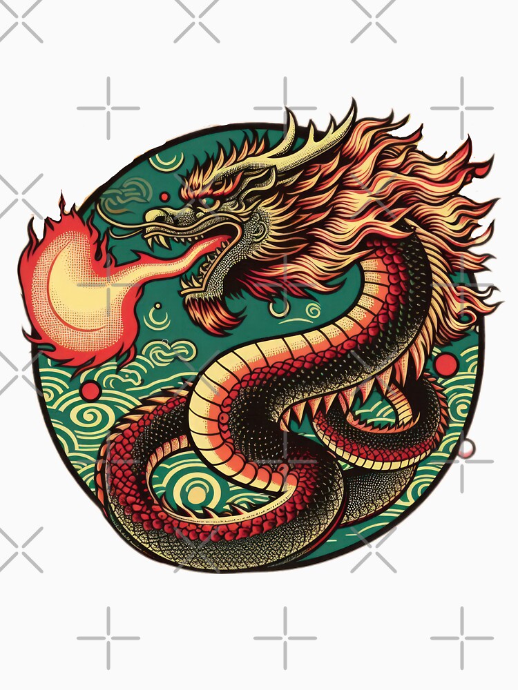 vintage dragon spews flames by Expressions-Sel