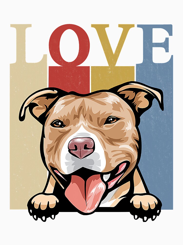 I Love My Pitbull Dog Retro Vintage 60s 70s Dog Lover by JeffreyShultz