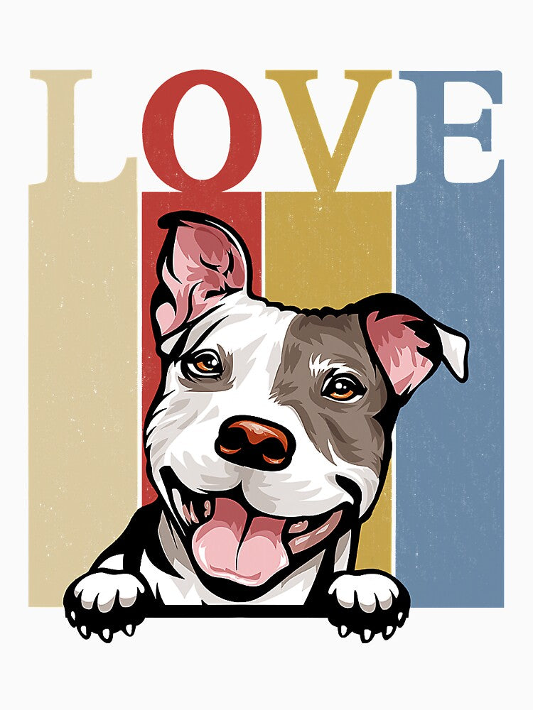 I Love My Pitbull Vintage Retro Funny Pitbull Dog Owner by JeffreyShultz