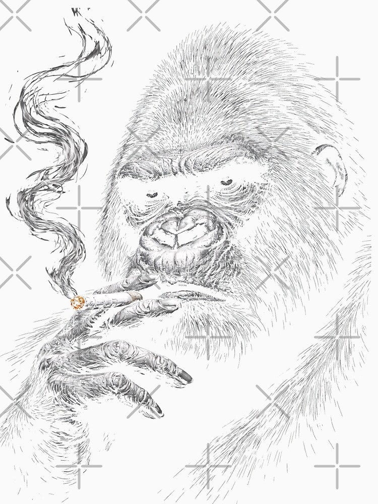 Gorilla Smoking Cigar Minimalist Design Monochromatic by BeaverFriends