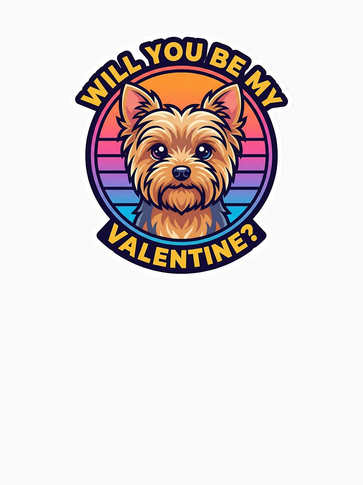 Will You Be My Valentine? Retro Yorkie Puppy by M1234s
