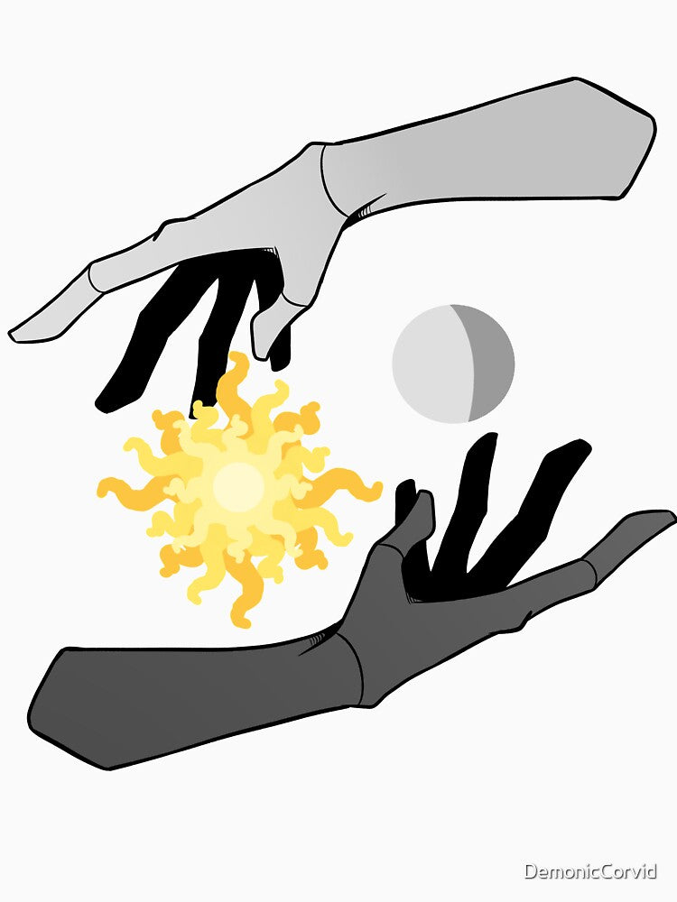 sun and moon hands by DemonicCorvid