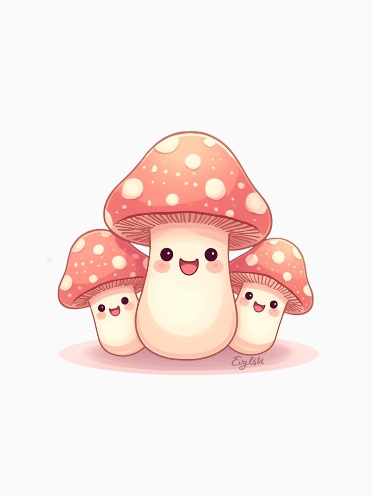 Cute Smiling Mushroom – Kawaii Cottagecore Art by Dream Magic Co