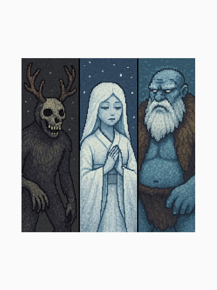 Ijiraq, Yuki-Onna and Jotnar 08 by AIfolklore