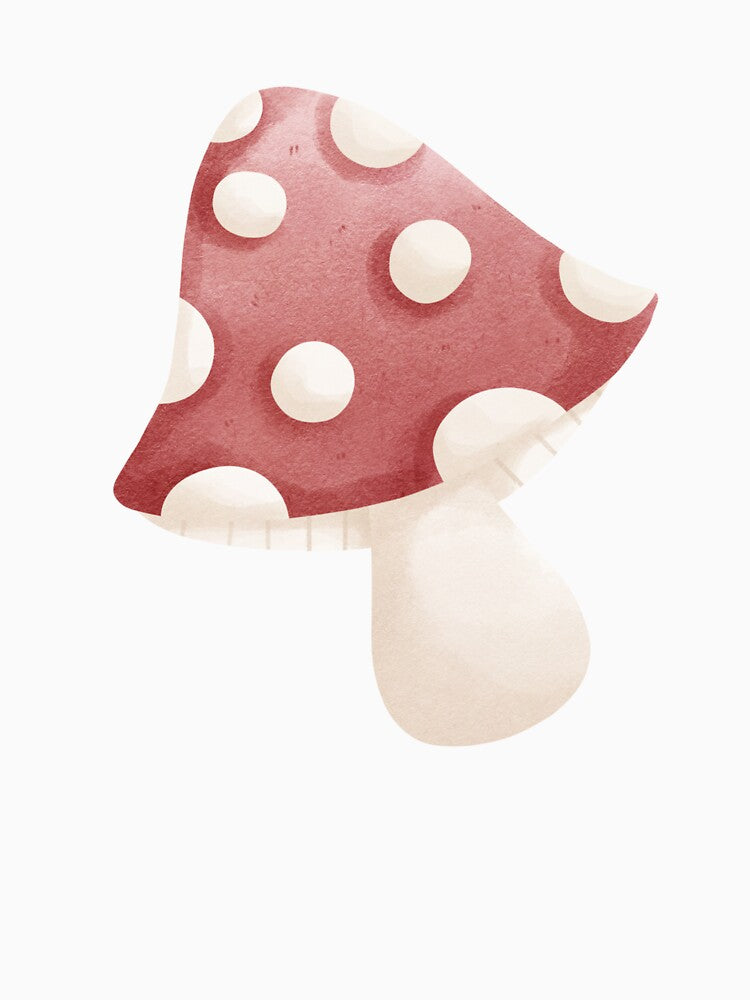 Cute Red Polka Dot Mushroom | Hand-Drawn Watercolor Illustration by inelistudio