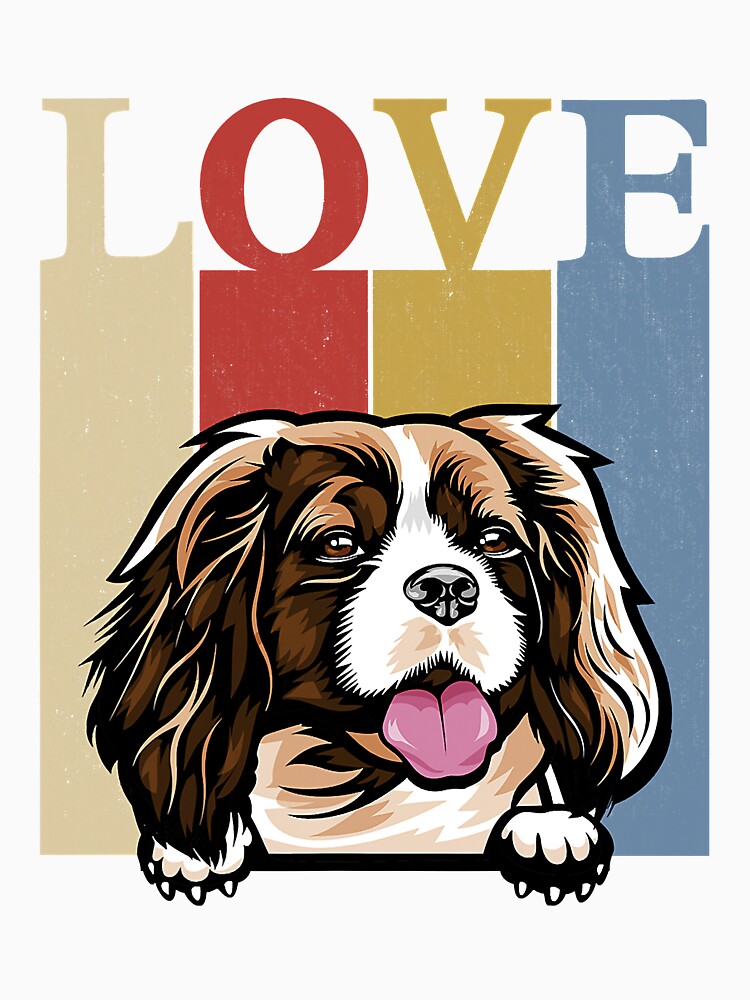 Love Cavalier King Charles Spaniel Vintage Retro Dog Mom Dad by JeffreyShultz