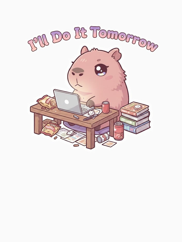 Capybara Procrastinating on Laptop – Funny Kawaii Animal by FRADEX STORE