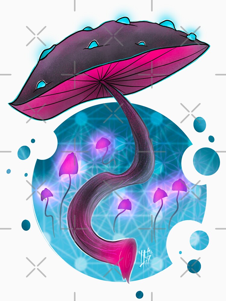 Glowing Mystical Purple Mushroom - Mushroom Art by Mitch616Art