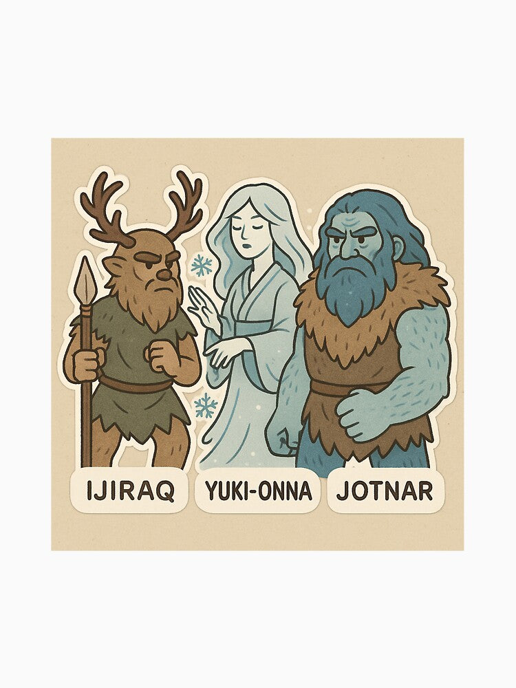 Ijiraq, Yuki-Onna and Jotnar 01 by AIfolklore