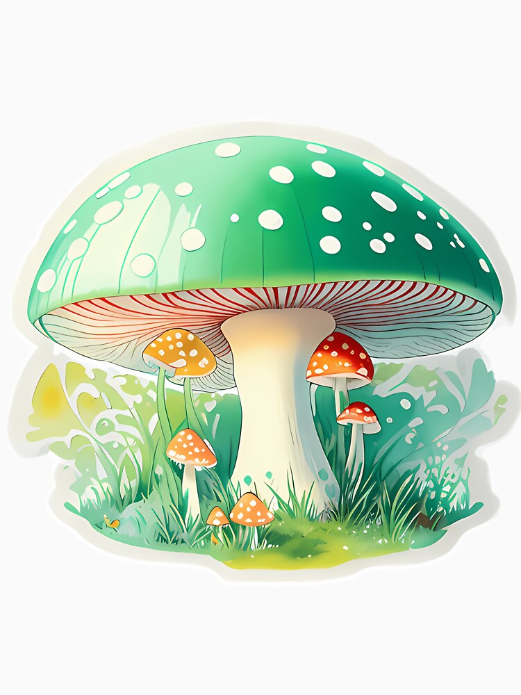 Green Glow Mushroom Wonder Illustration by anningcragin1