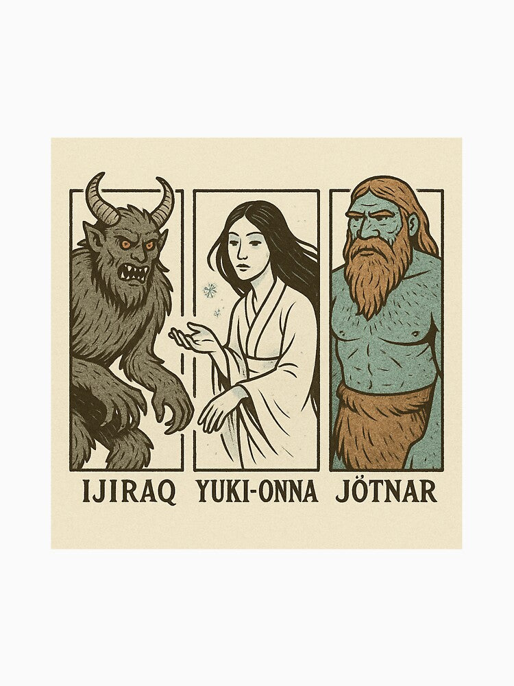 Ijiraq, Yuki-Onna and Jotnar 05 by AIfolklore