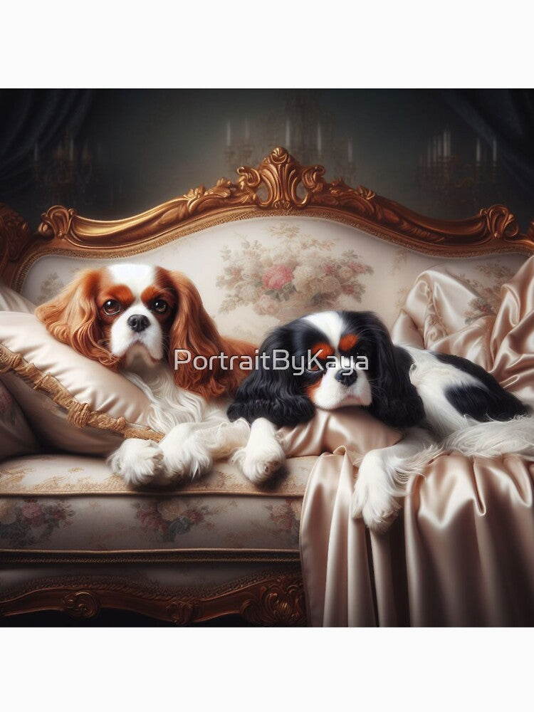 Cavalier King Chales Spaniel in retro style by PortraitByKaya