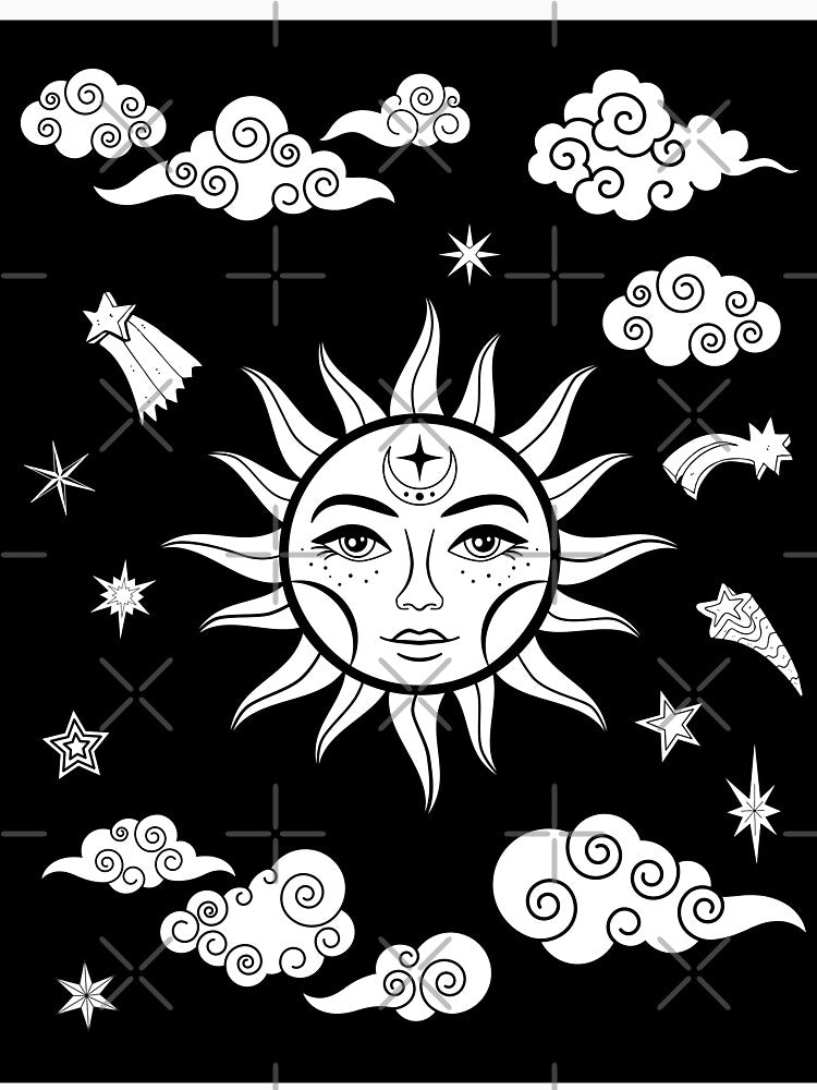 sun and moon celestial artstyle by cutecrazytshirt