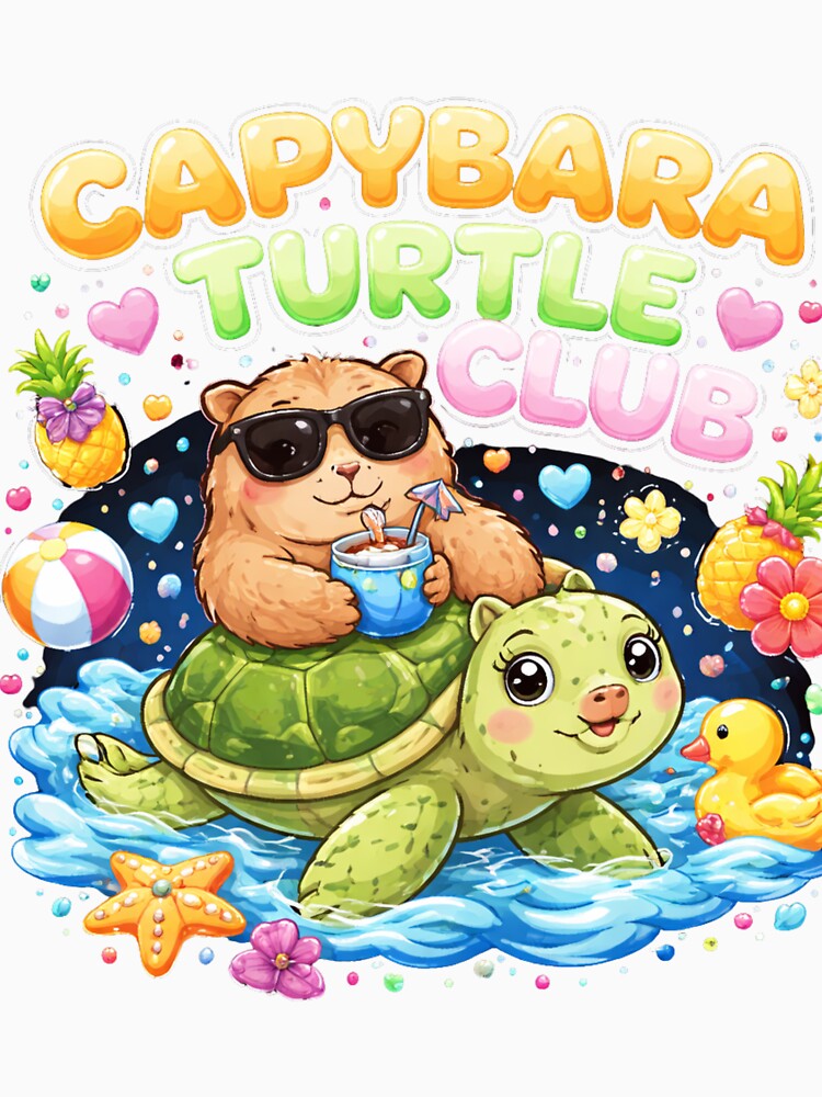 Capybara Turtle Club – Funny Chill Animal Meme Aesthetic Design by Wear Sculpt