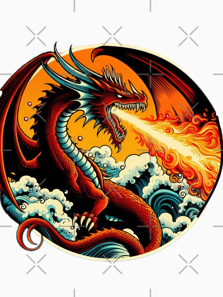 vintage Magic in Flames dragon breathing fire by Expressions-Sel