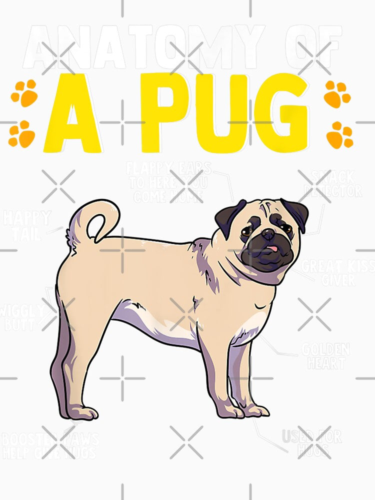 Anatomy Of A Pug Dog Funny Dog Lover Gift by KaitlinxLewis