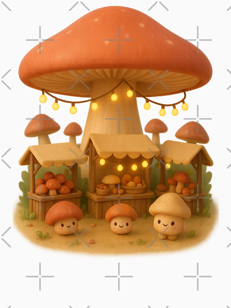 Cute Umbrella Mushroom Market | Kawaii Cottagecore Fantasy Art by Moons Studio