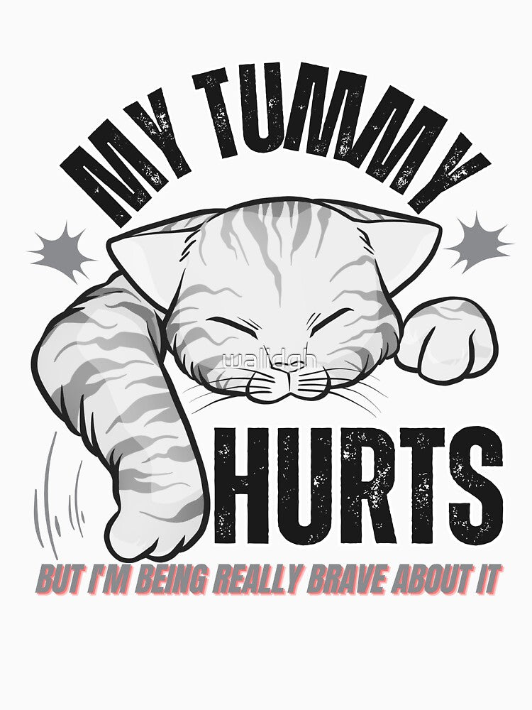 My Tummy Hurts Funny Cat Meme Retro Vintage Cat Lover Kitten by Artsy Aura ⭐⭐⭐⭐⭐