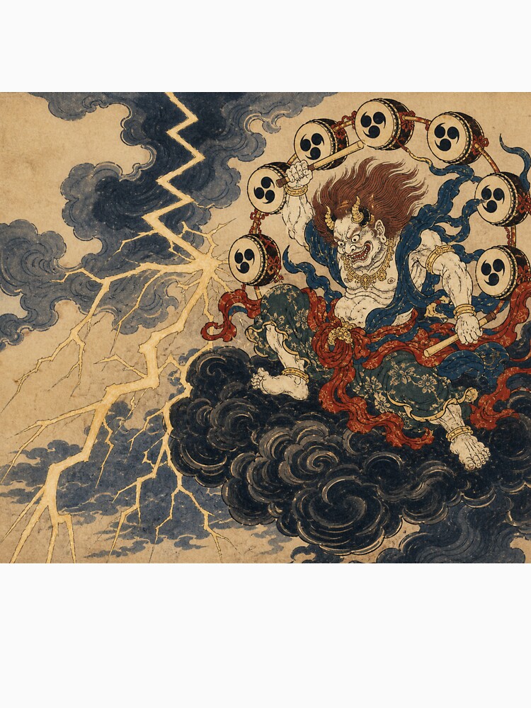 Thunder Spirit - Vintage Ukiyo-e Japanese Folklore Woodblock by bapupa