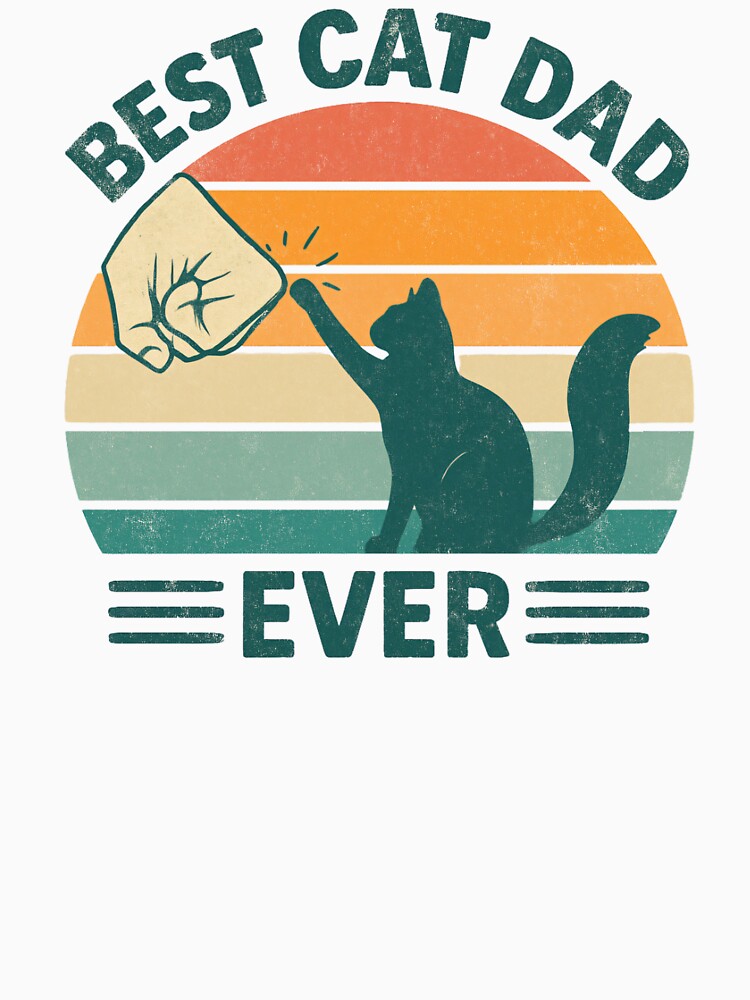 Best Cat Dad Ever – Retro Fist Bump Cat Design by Sonchai Paladsai