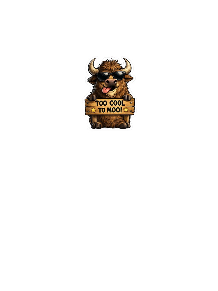 Too Cool To Moo Funny Buffalo Sticker by HaveAGoodDay365