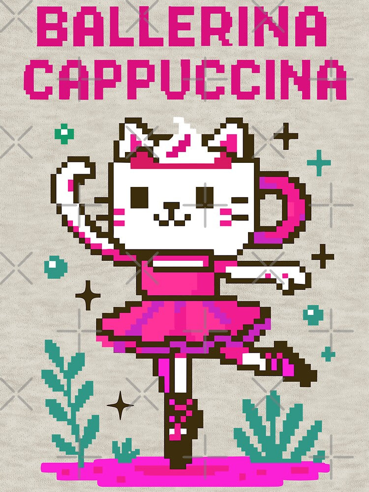 Ballerina Cappuccina Italian Brainrot Memes Pixel by Sitchko