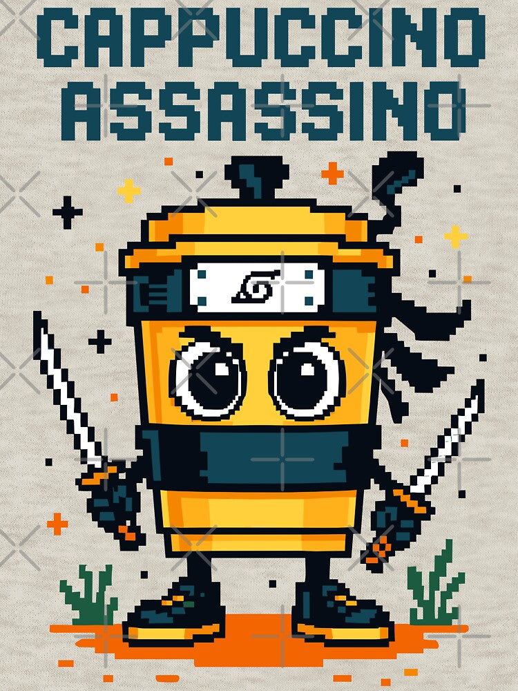 Cappuccino Assassino Italian Brainrot Memes Pixel by Sitchko