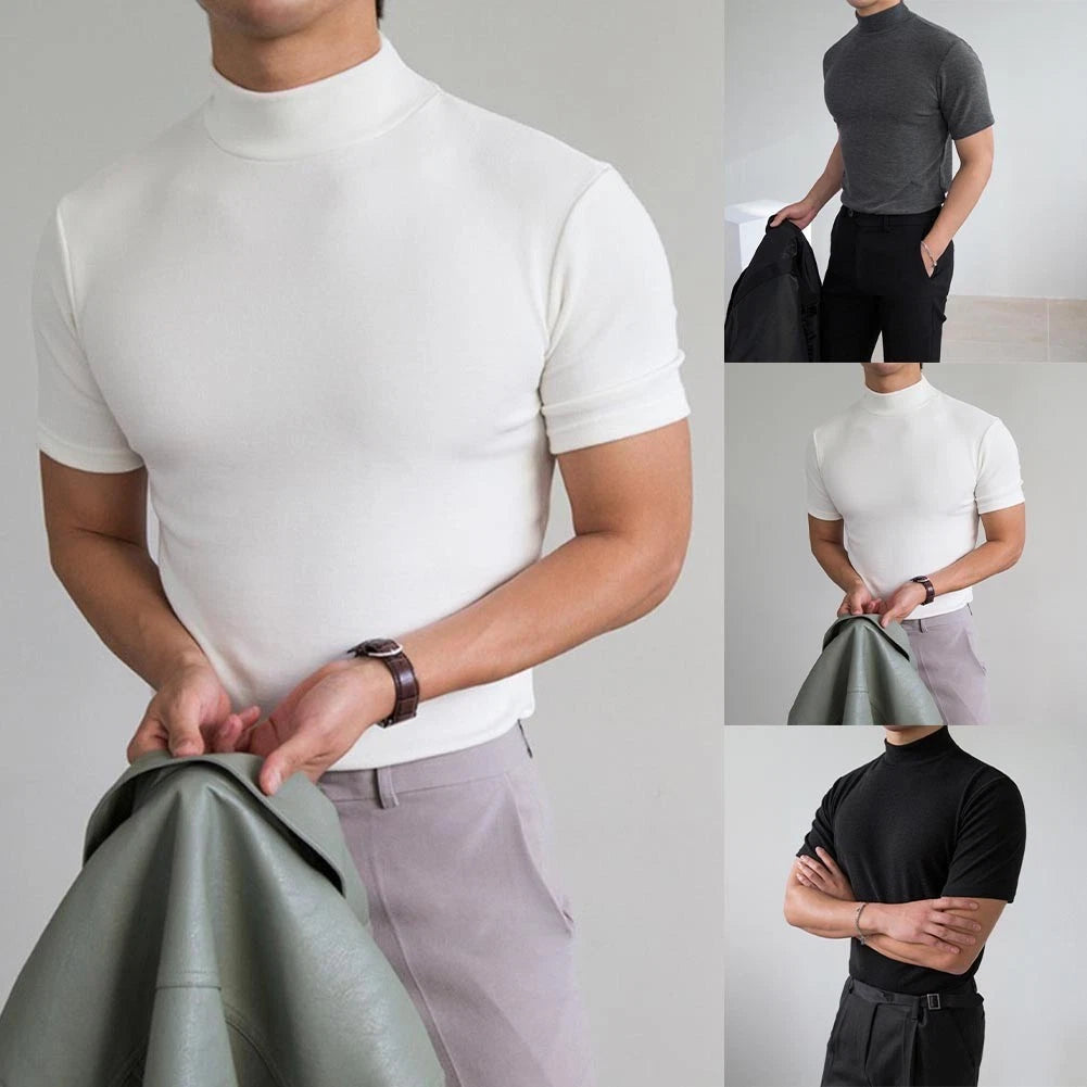 Half High Collar Tee Casual Daily Wear Everyday Wear 80% Polyester 20% Spandex