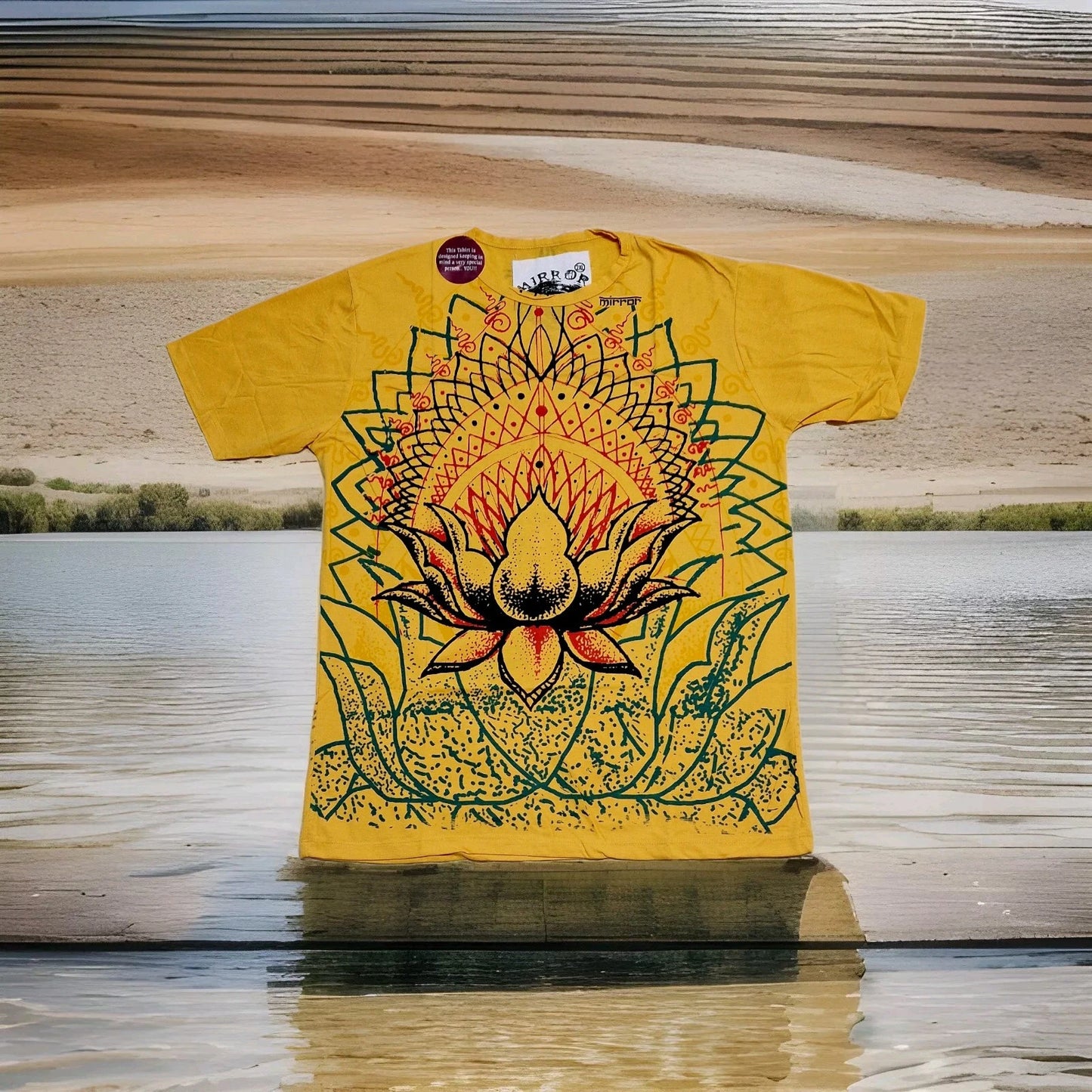 Mirror Brand T Shirt Lotus Flower Meditation  Beach Yoga PsyTrance Festival XXL
