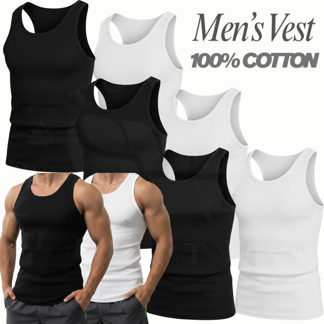 12 PCS MENS VESTS PLAIN 100% COTTON TANK TOP SUMMER TRAINING GYM TOPS S-2XL