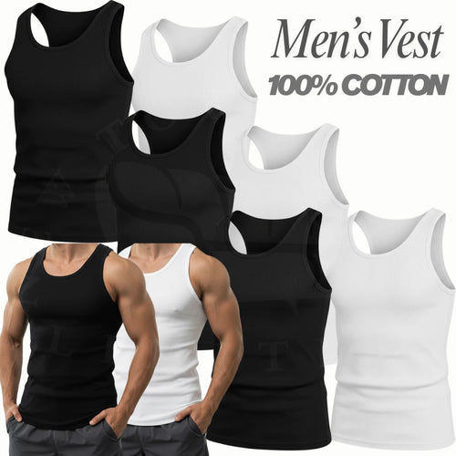 12 PCS MENS VESTS PLAIN 100% COTTON TANK TOP SUMMER TRAINING GYM TOPS S-2XL