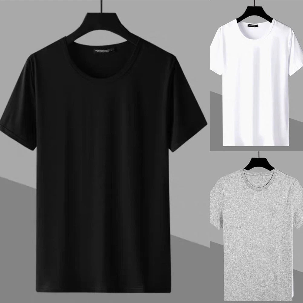 Men's Stylish Round Neck T Shirt with Short Sleeves for Summer Fashion