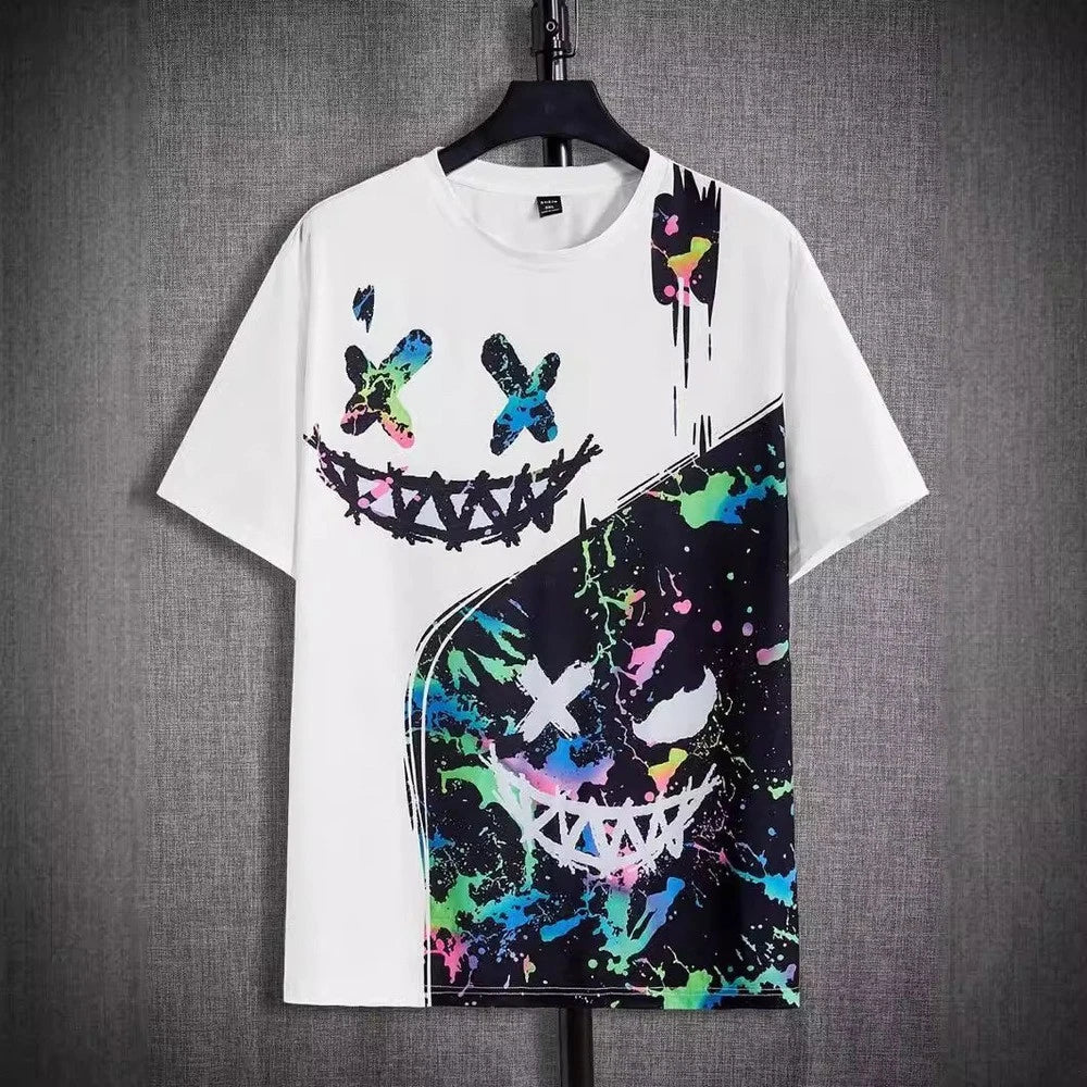 Mens For graffiti print tshirt short sleeve for daily casual and club wear