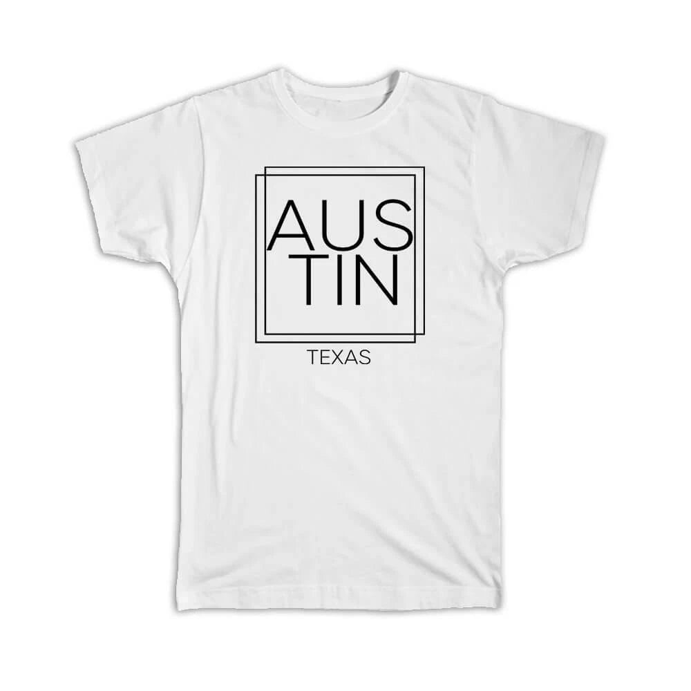 Gift T-Shirt : AUSTIN Texas Square Modern Minimalist Font