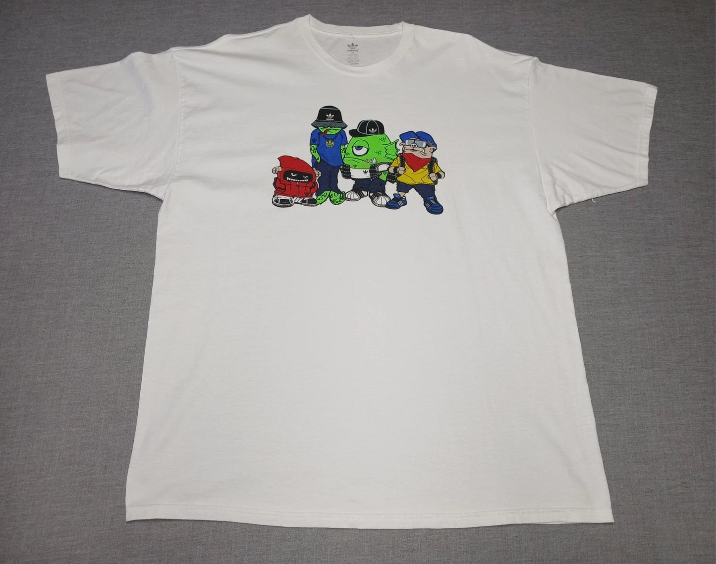 Adidas Mens 2XL White Graffiti Style Graphic Tee King Gizzard Urban Streetwear