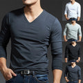 Stylish Men's Activewear Tops Long Sleeve V Neck Blouse Muscle Tee Undershirt