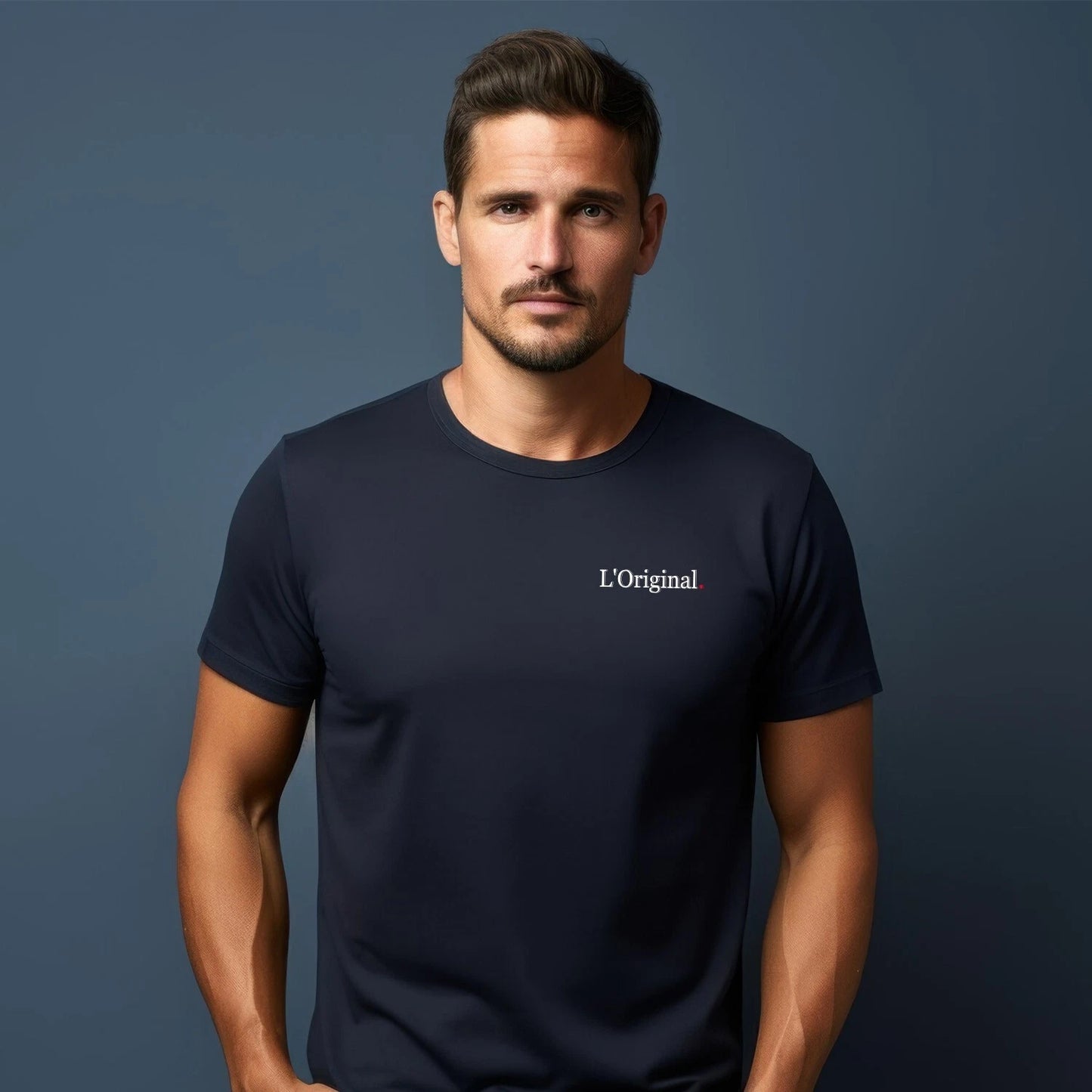 T-Shirt Men's Short Sleeve THE ORIGINAL Heart Blue Color Navy