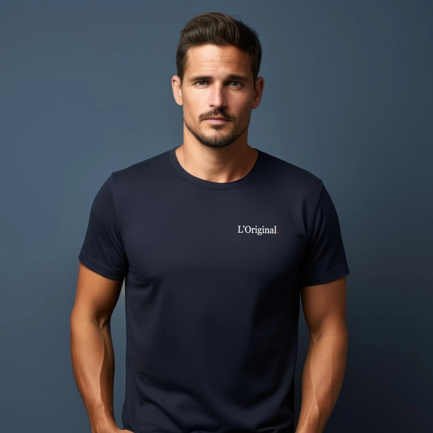 T-Shirt Men's Short Sleeve THE ORIGINAL Heart Blue Color Navy