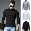 Stylish Solid Color Men's Turtleneck Long Sleeve Tee for Everyday Wear