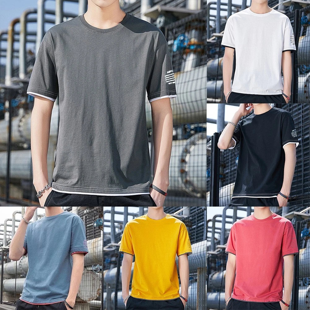 For Men For Daily Wear Men's Two-piece Tee Casual Outings Short Sleeve