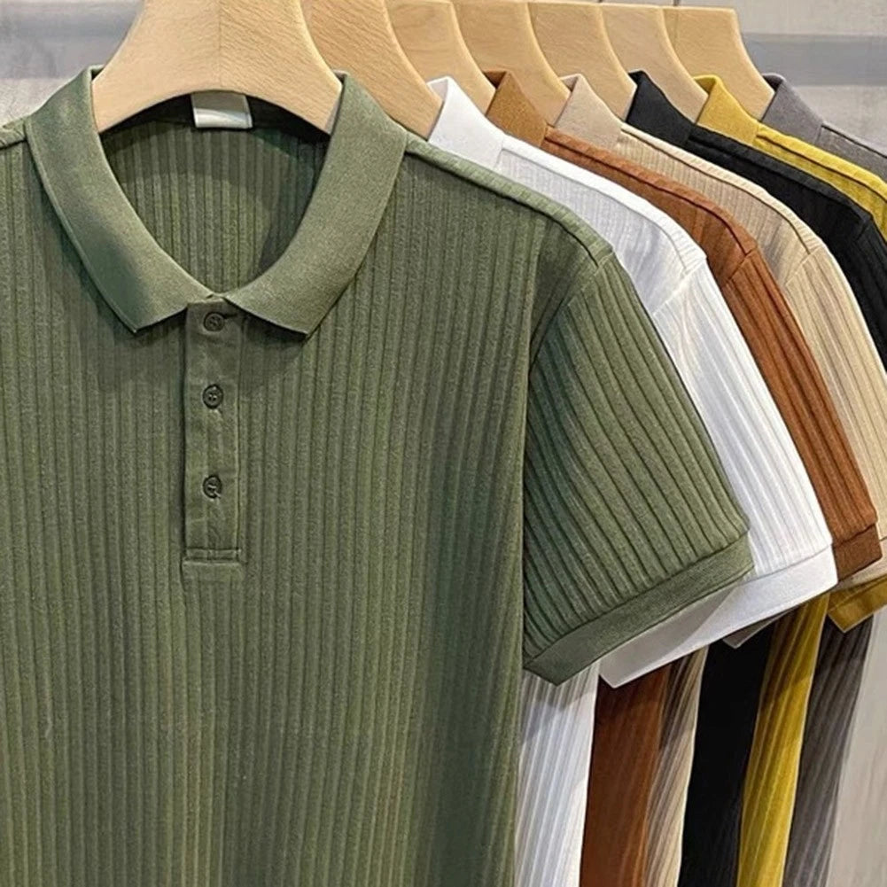 Daily Wear Vacation Men's Striped Shirt Breathable Top Short Sleeve Breathable
