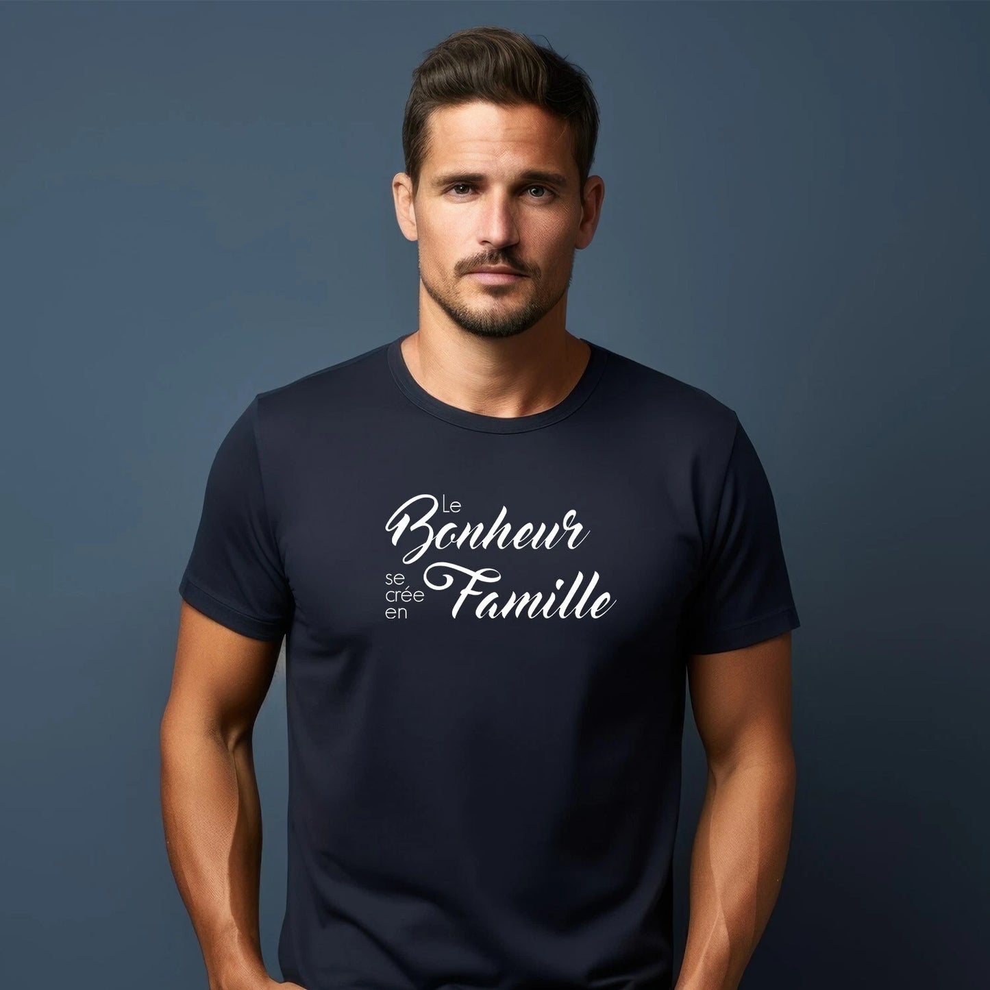T-Shirt Mens Short Sleeve Lucky Se Finished Families Color Navy Blue