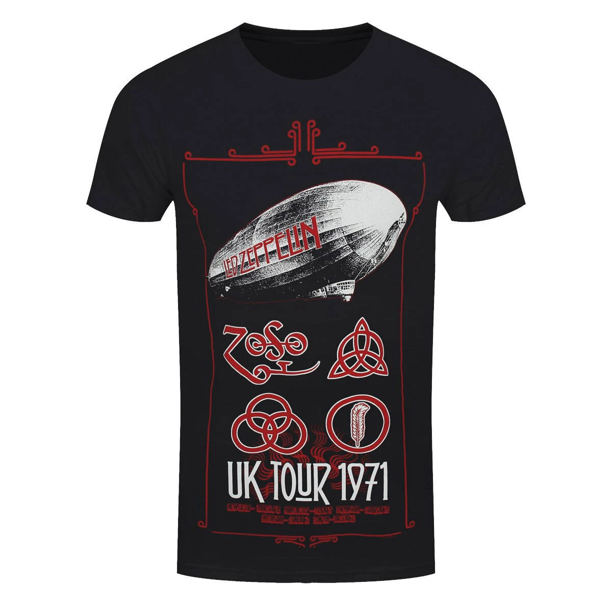 Led Zeppelin T-Shirt UK Tour 1971 Rock Band New Black Official