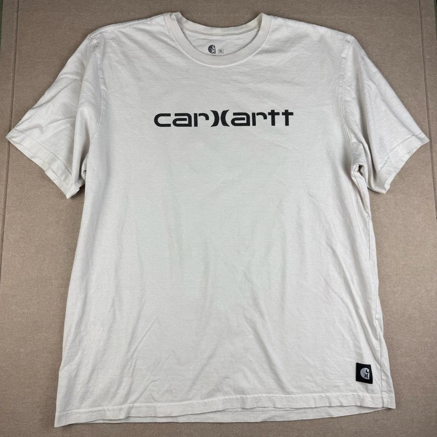 Carhartt Shirt Mens XL Light Gray Logo Graphic Workwear Cotton Tee Patch