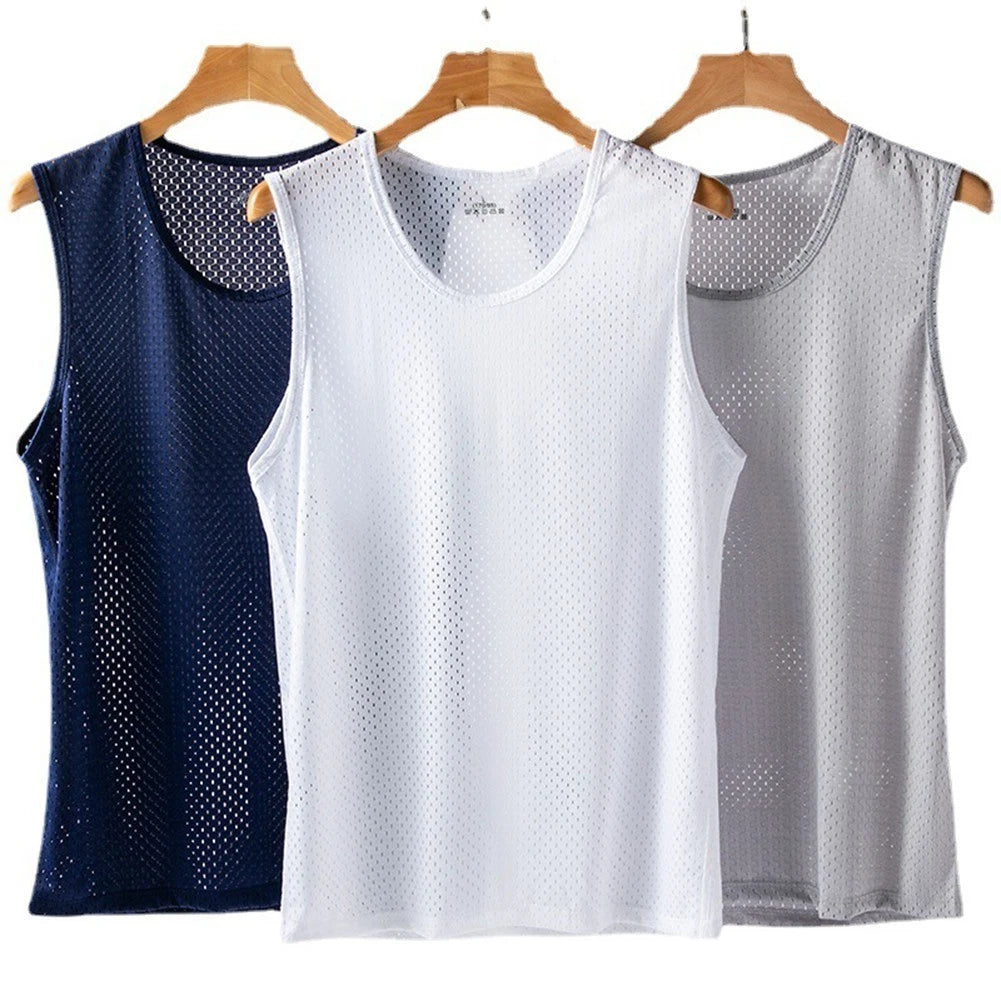 Trendy Men's Ice Silk Mesh Shirt Perfect for Active Lifestyle in Summer
