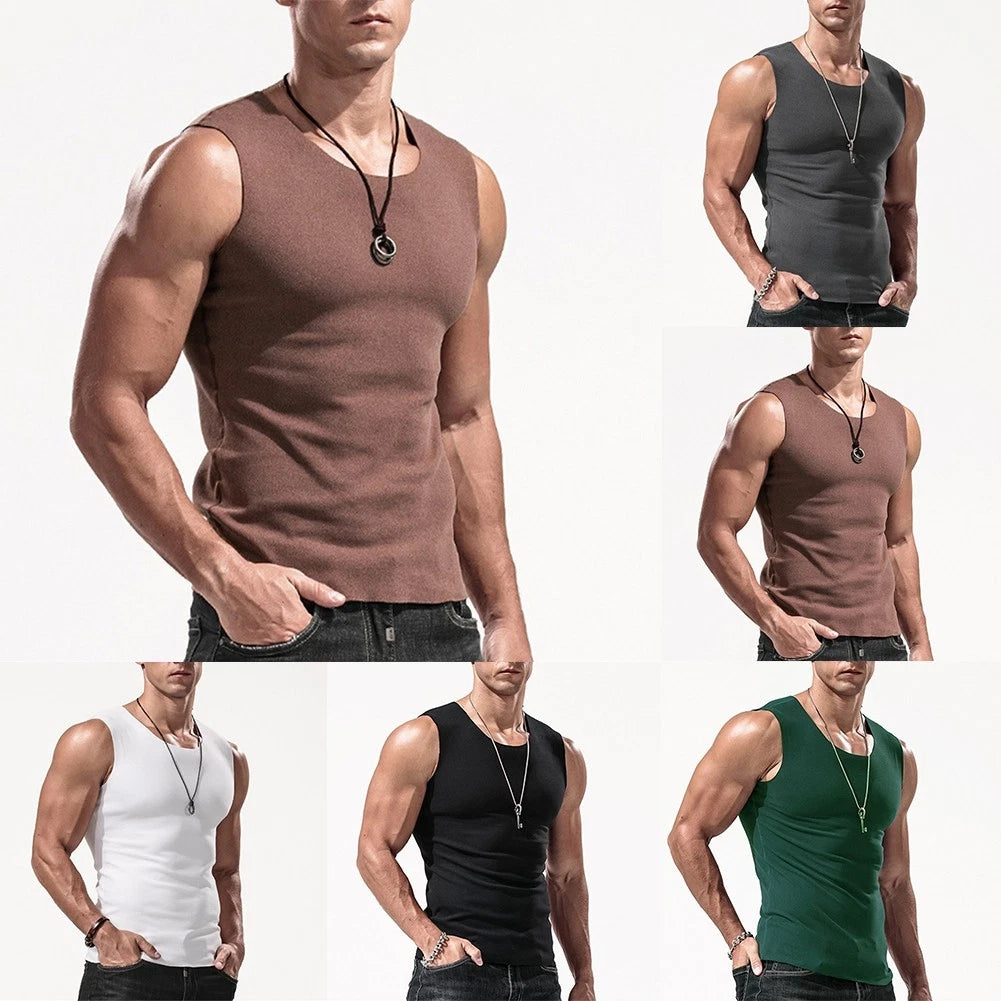 Trendy Men's Casual Sleeveless Muscle Vest T Shirt Round Neck Undershirt