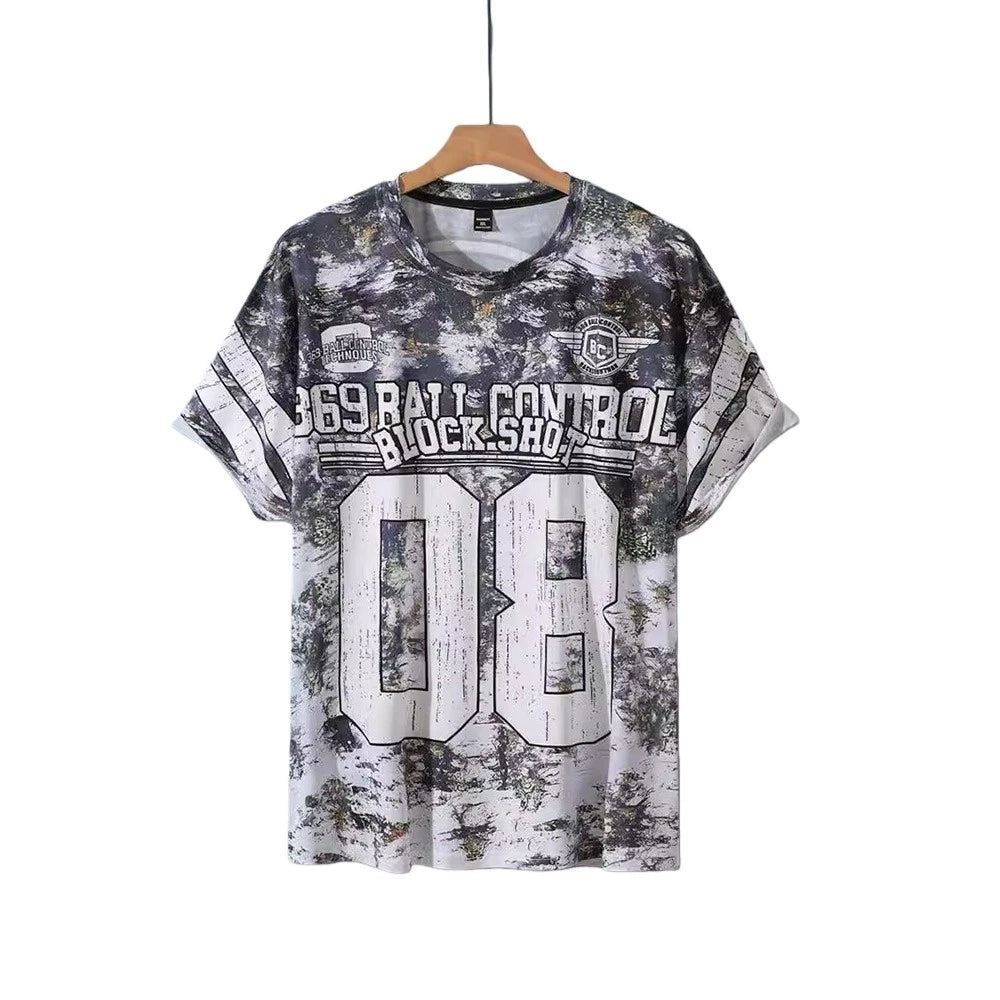 Loose Fit Mens Printed T Shirt Vintage Style for Daily Street Casual Wear