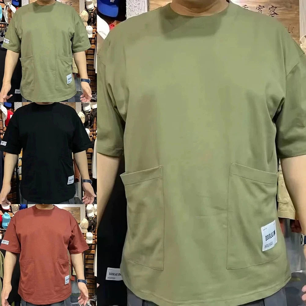 Stylish Casual Tops for Men Loose Fit Short Sleeve T Shirts with Pockets