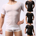 Men's Stylish See Through Fishnet T Shirt Short Sleeve Clubwear Muscle Top
