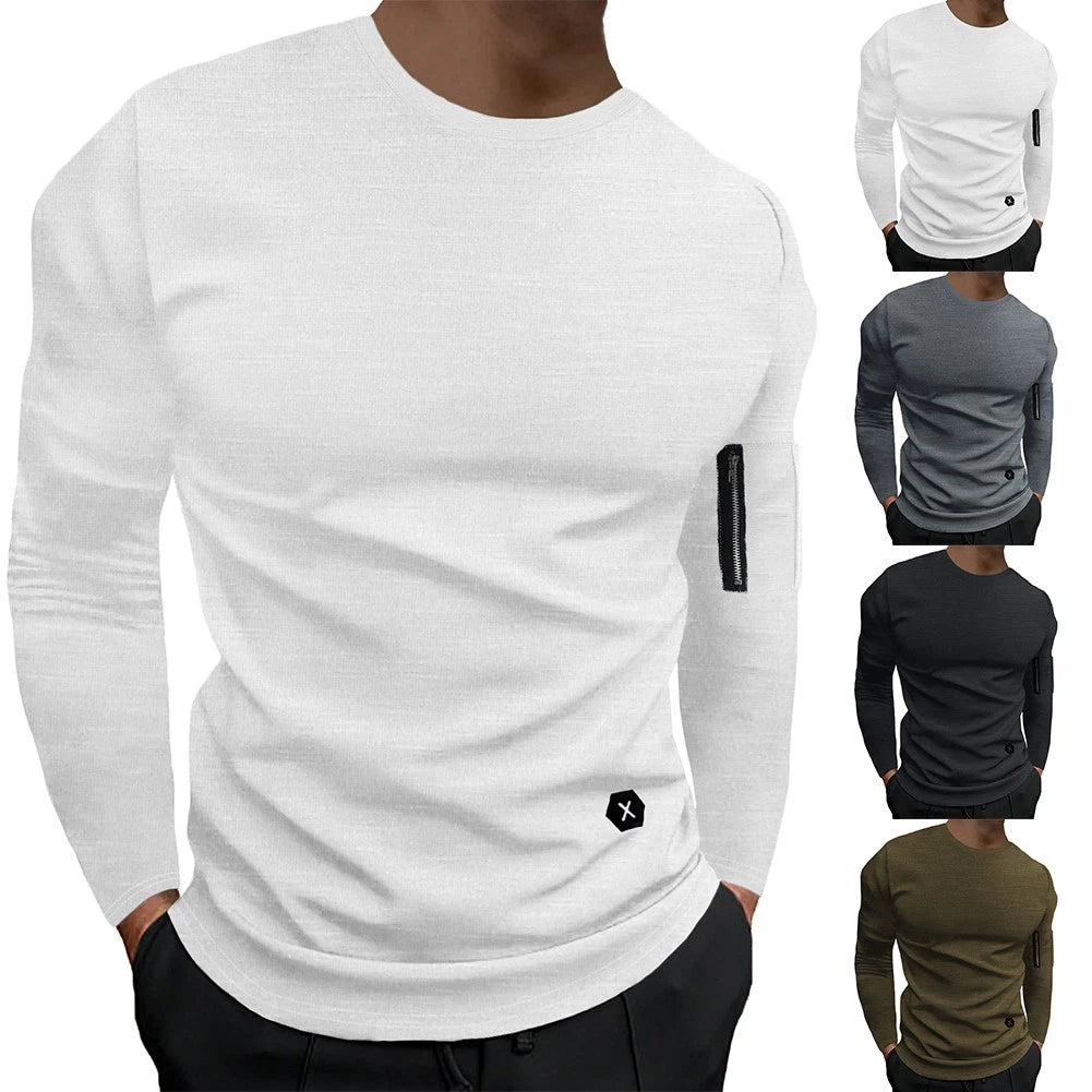 Mens Clothing Shirt Daily Curved Hem Tee Top Mens Slim Muscle Fit For Male